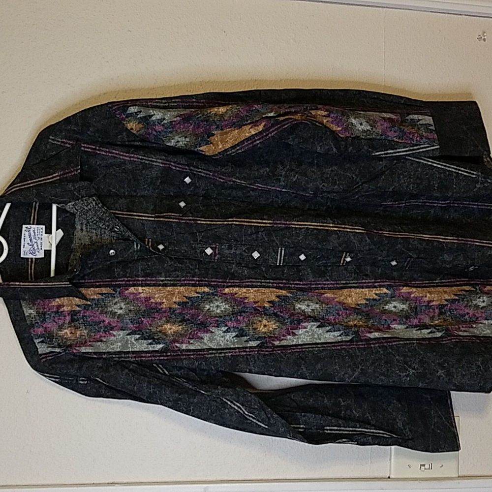 Rockmount ranch wear pearl snap western button down shirt size large
